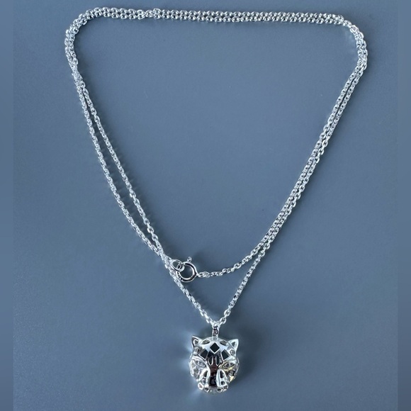 Sterling Silver CZ Cheetah Necklace - Picture 10 of 10